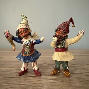 2x DEMDACO DROLLERIES Christmas Tree Ornament 2003 SANTAS ELF 3.75" D Henderson